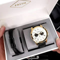 Fossil Grant Chronograph White Dial Black Leather Strap Watch for Men - FS5272
