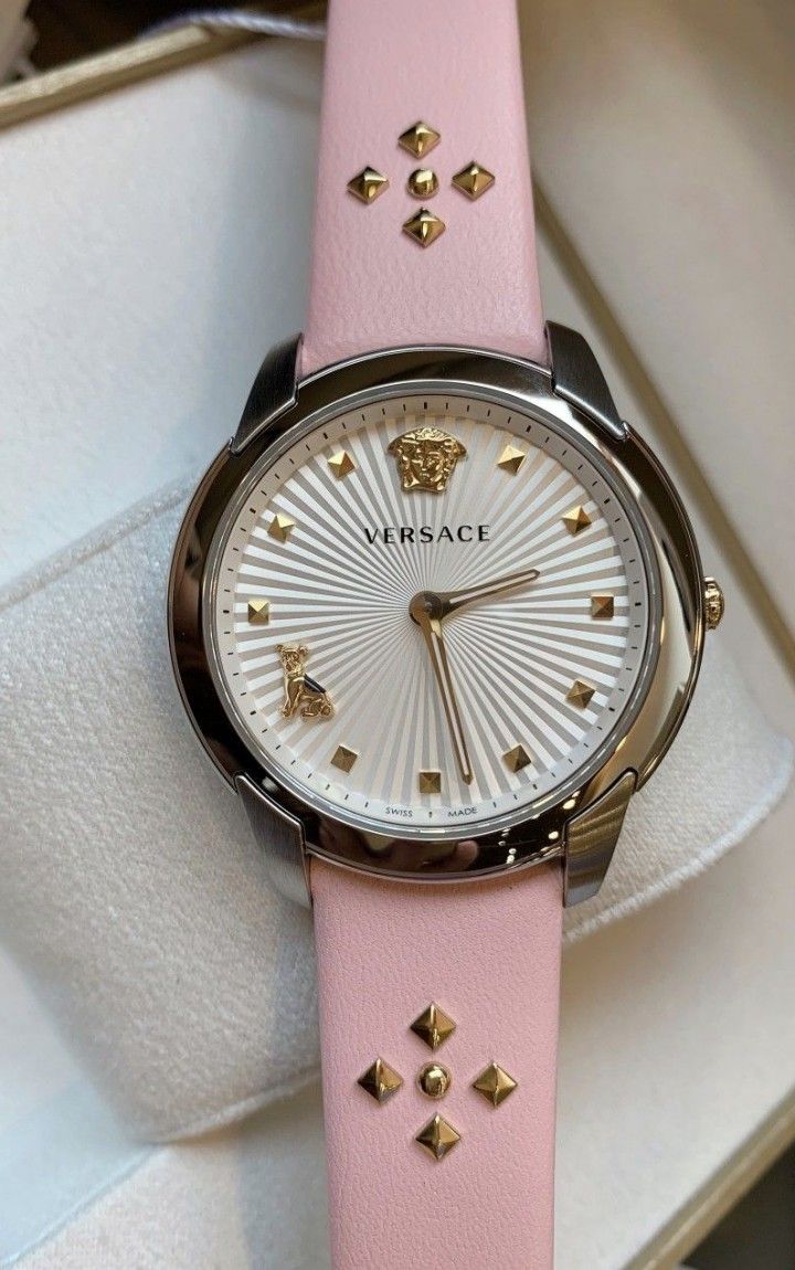 Versace Audrey Quartz White Dial Pink Leather Strap Watch for Women - VELR00119