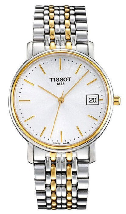 Tissot Desire White Dial Two Tone Mesh Bracelet Two Tone Steel Watch For Men - T52.2.481.31