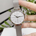 Calvin Klein Even White Dial Silver Mesh Bracelet Watch for Women - K7B23126