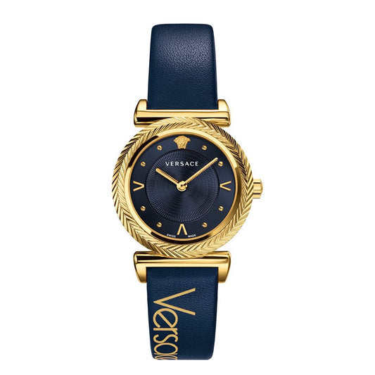 Versace Greca Blue Dial Blue Leather Strap Watch for Women - VERE00218