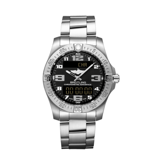 Breitling Aerospace Evo Black Dial Silver Steel Strap Watch for Men - E79363101B1E1