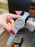 Guess Heiress Diamonds Blue Dial Blue Rubber Strap Watch for Women - GW0407L1