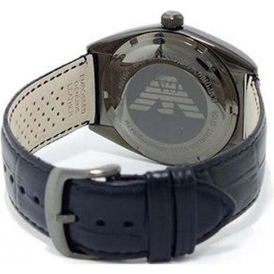 Emporio Armani Franco Black Dial Black Leather Strap Watch For Men - AR0368