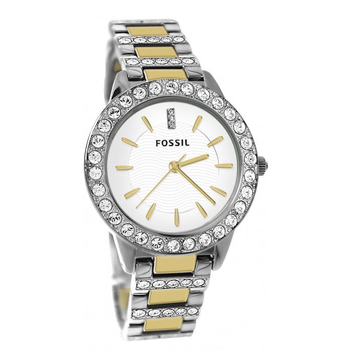Fossil Jesse White Dial Two Tone Steel Strap Watch for Women - ES2409