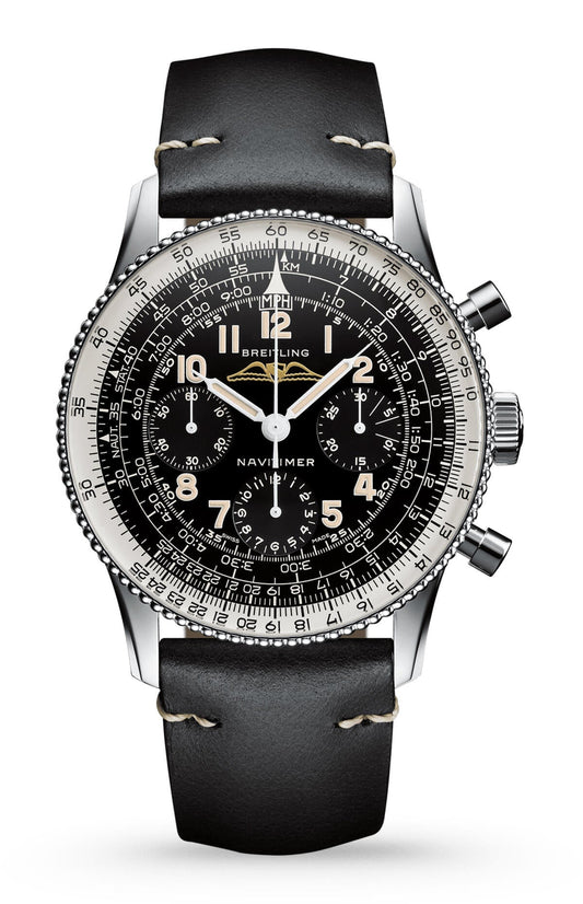 Breitling Navitimer Ref. 806 1959 Re-Edition Black Dial Brown Leather Strap Watch for Men - AB0910371B1X1