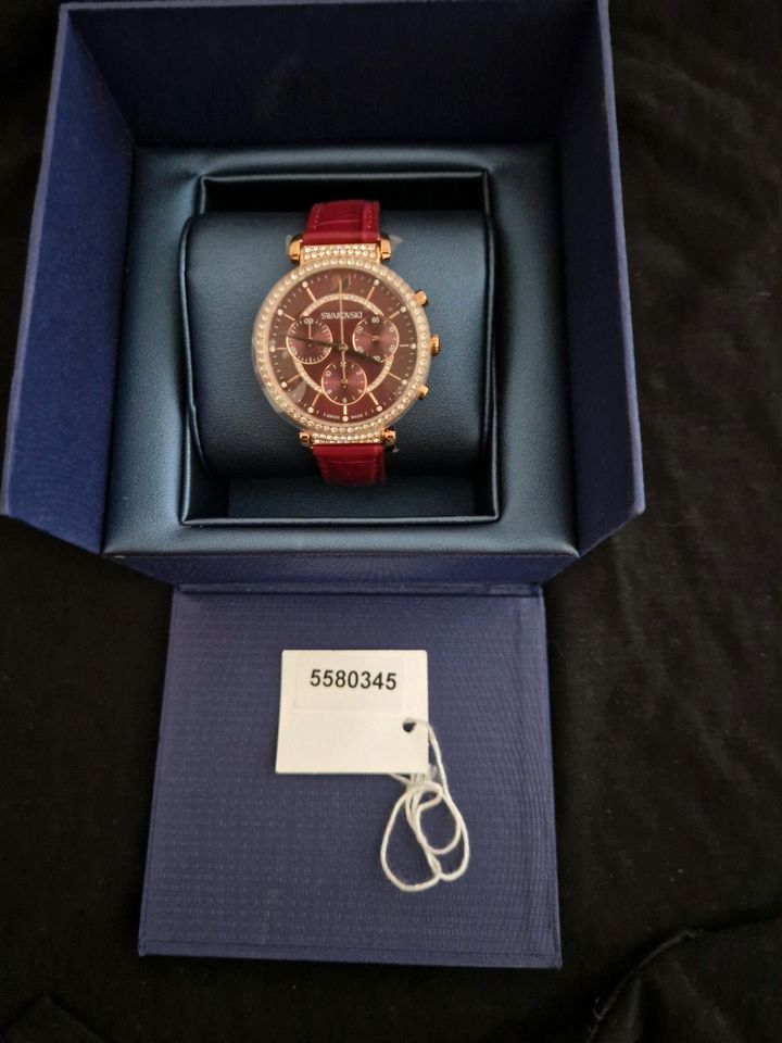 Swarovski Passage Chrono Red Dial Red Leather Strap Watch for Women - 5580345