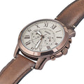 Fossil Grant Chronograph White Dial Brown Leather Strap Watch for Men - FS5344
