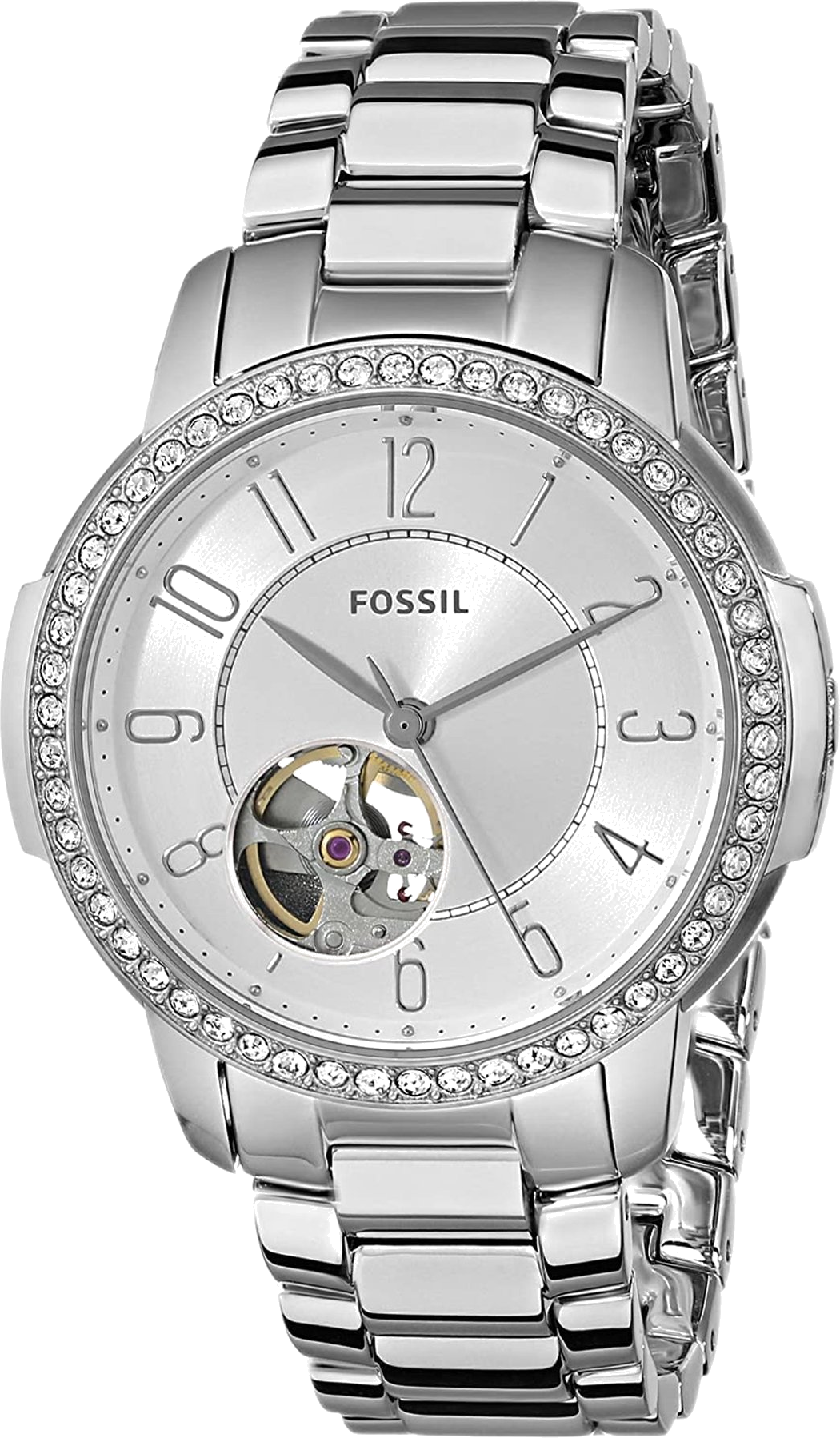 Fossil Architect Automatic Silver Dial Silver Steel Strap Watch for Women - ME3057