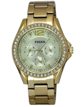 Fossil Riley Gold Dial Gold Steel Strap Watch for Women - ES3203