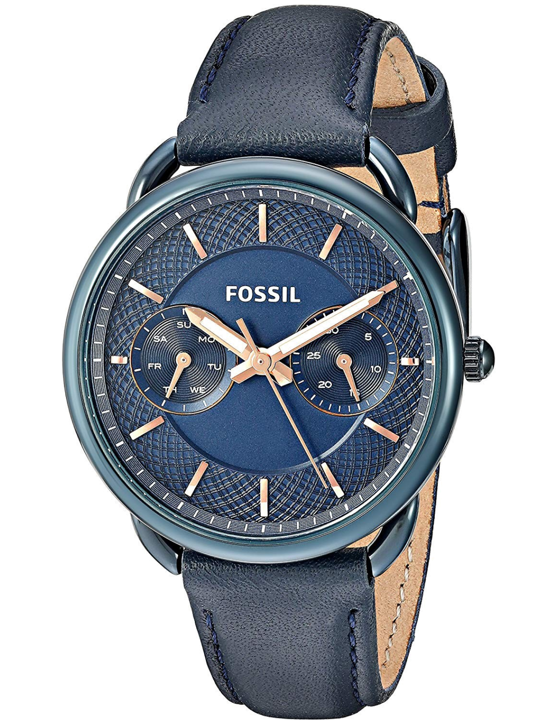 Fossil Tailor Blue Dial Blue Leather Strap Watch for Women - ES4092