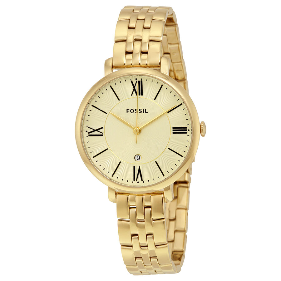 Fossil Jacqueline White Dial Gold Steel Strap Watch for Women - ES3434