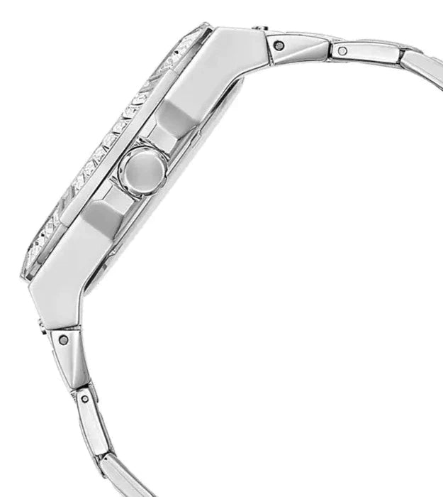 Guess Zeus Multifunction Diamonds Silver Dial Silver Steel Strap Watch for Men - GW0209G1