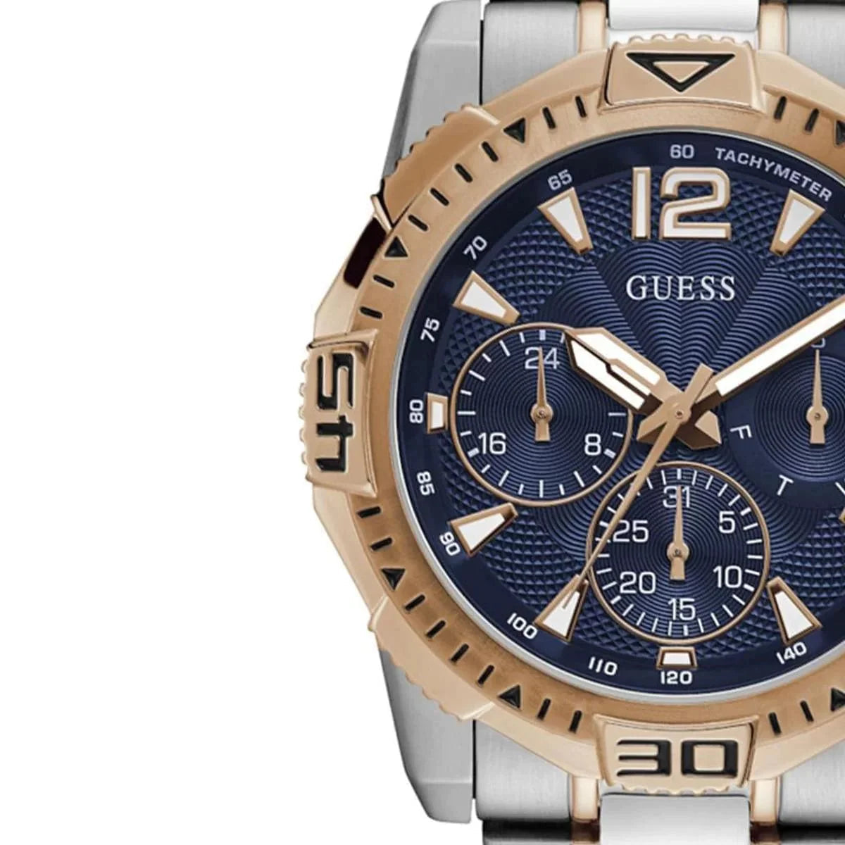 Guess Commander Chronograph Blue Dial Two Tone Steel Strap Watch for Men - GW0056G5