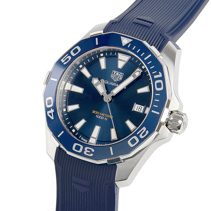 Tag Heuer Aquaracer Blue Dial Blue Rubber Strap Watch for Men - WAY111C.FT6155
