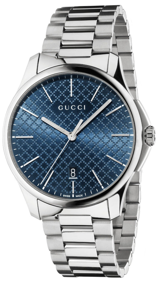 Gucci G Timeless Blue Dial Silver Steel Strap Watch For Men - YA126316