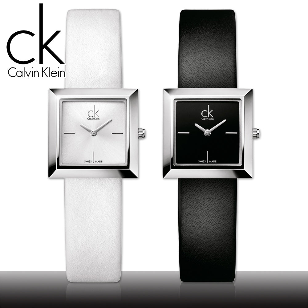 Calvin Klein Mark Silver Dial White Leather Strap Watch for Women - K3R231L6