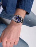 Guess Connoisseur Blue Dial Silver Steel Strap Watch for Men - GW0265G7