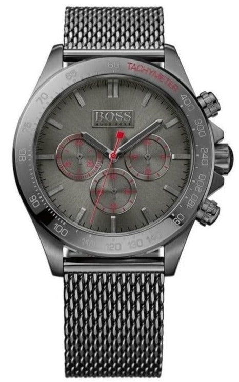 Hugo Boss Ikon Grey Dial Grey Mesh Bracelet Watch for Men - 1513443