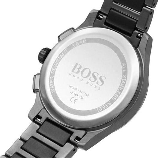 Hugo Boss Peak Black Dial Black Steel Strap Watch for Men - 1513814