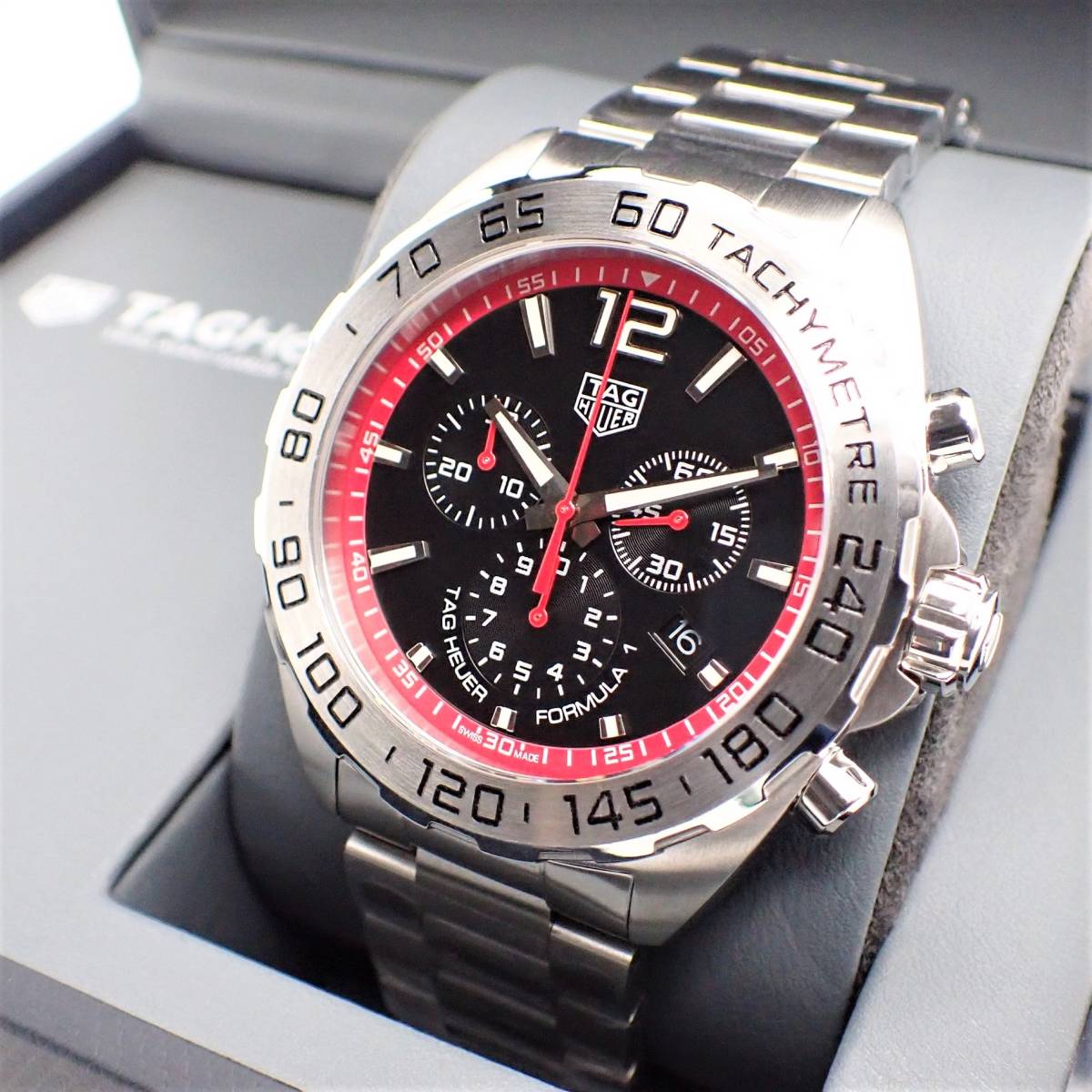 Tag Heuer Formula 1 Chronograph Black Dial Silver Steel Strap Watch for Men - CAZ101Y.BA0842