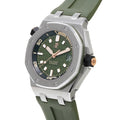 Audemars Piguet Royal Oak Offshore Diver Green Dial Green Rubber Strap Watch for Men - 15720ST.OO.A052CA.01