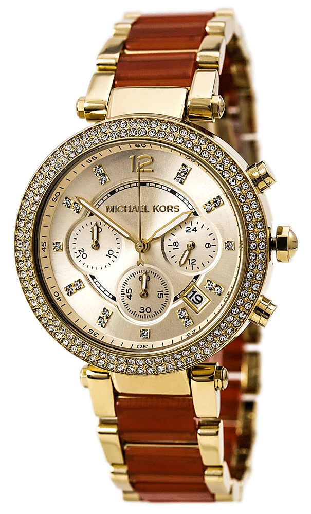 Michael Kors Parker Gold Dial Two Tone Steel Strap Watch for Women - MK6139