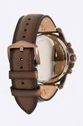 Fossil Grant Chronograph White Dial Brown Leather Strap Watch for Men - FS5344