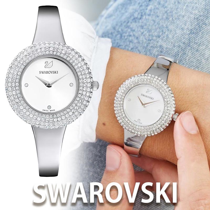 Swarovski Crystal Rose Silver Dial Silver Steel Strap Watch for Women - 5483853