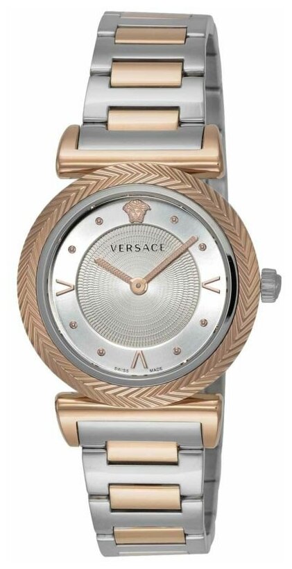 Versace V-Motif Silver Dial Two Tone Steel Strap Watch for Women - VERE00718