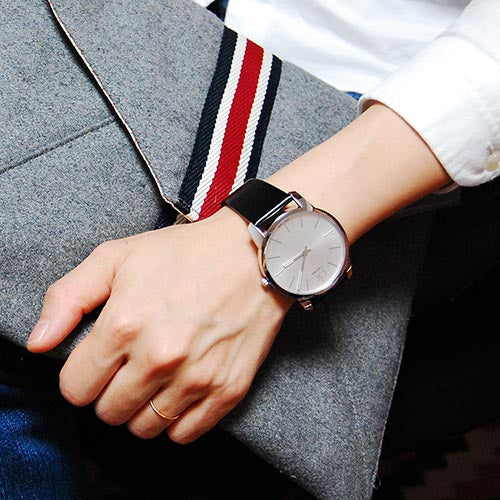 Calvin Klein City White Dial Black Leather Strap Watch For Men - K2G211C6