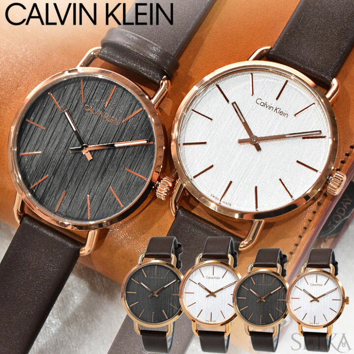 Calvin Klein Even Grey Dial Brown Leather Strap Watch for Women - K7B216G3