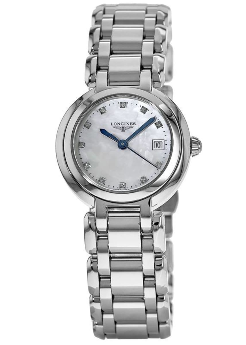 Longines PrimaLuna Diamonds Mother of Pearl Dial Silver Steel Strap Watch for Women - L8.110.4.87.6