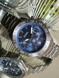 Fossil Bannon Multifunction Blue Dial Silver Steel Strap Watch for Men - BQ2503