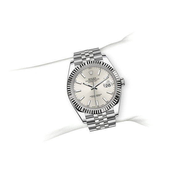 Rolex Datejust 41 Oyster Silver Dial Oystersteel & White Gold Jubilee Bracelet Watch for Men - M126334-0004