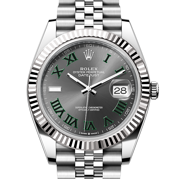 Rolex Datejust 41 Oyster Grey Dial Two Tone Oystersteel & White Gold Steel Strap Watch for Men - M126334-0021