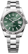 Rolex Datejust 41 Oyster Green Dial Oystersteel & White Gold Strap Watch for Men - M126334-0027