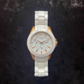 Fossil Ceramic Multifunction White Dial White Steel Strap Watch for Women - CE1006