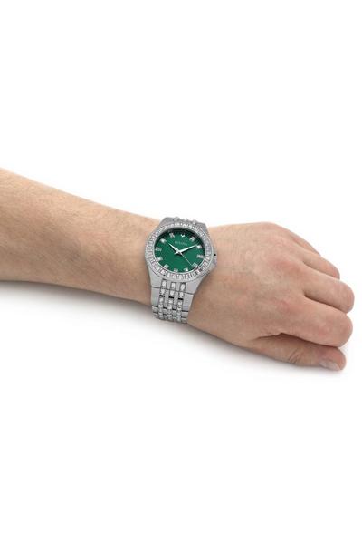 Bulova Phantom Classic Baguette Green Dial Silver Steel Strap Watch for Men - 96A253