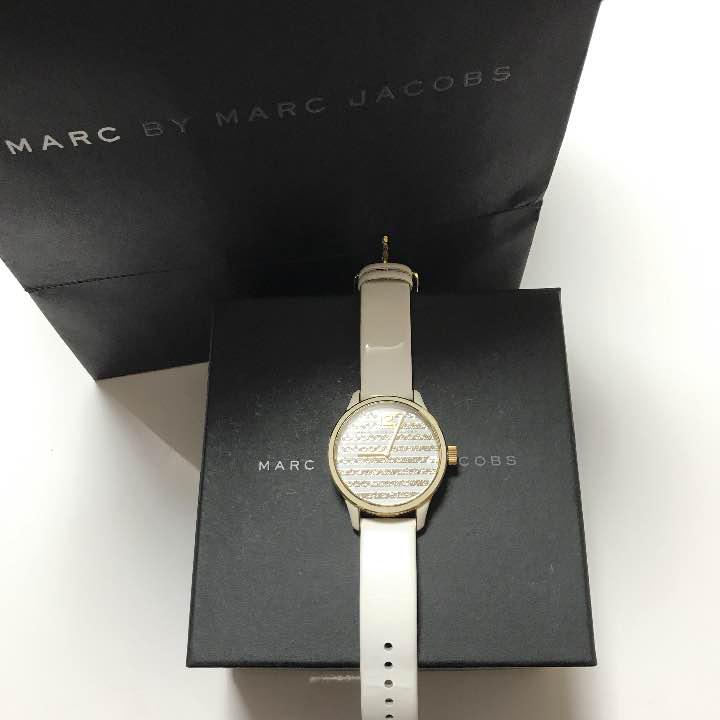 Marc Jacobs Lidia Stripe White Dial White Leather Strap Watch for Women - MBM1164