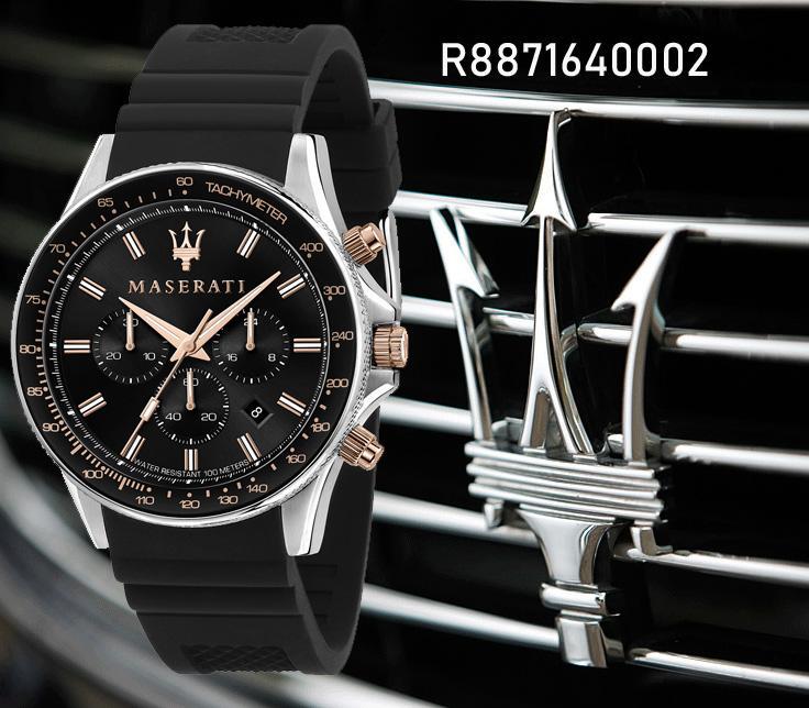 Maserati SFIDA 44mm Black Silicon Chronograph Watch For Men - R8871640002