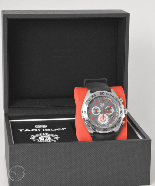 Tag Heuer Formula 1 Manchester United Special Edition Grey Dial Black Rubber Strap Watch for Men - CAZ101M.FT8024