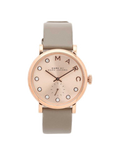 Marc Jacobs Baker Rose Gold Dial Grey Leather Strap Watch for Women - MBM1400
