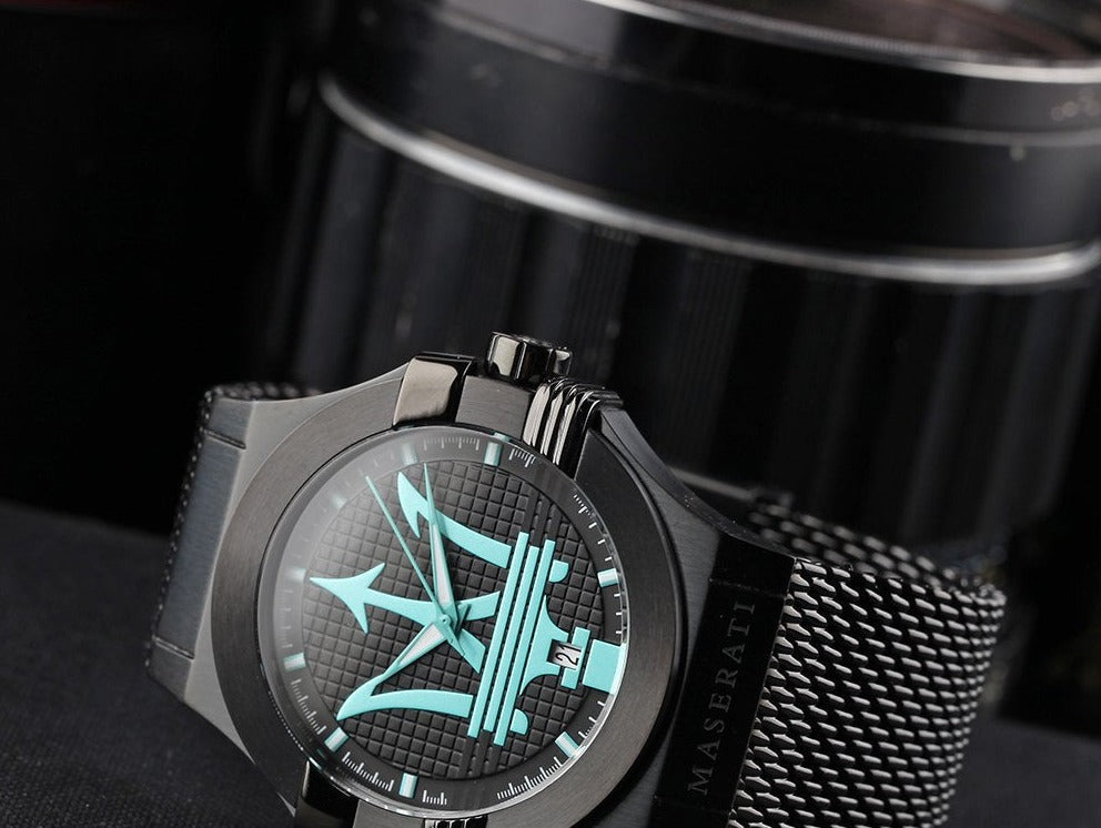 Maserati Potenza Aqua Edition Black Dial Black Mesh Strap Watch For Men - R8853144002
