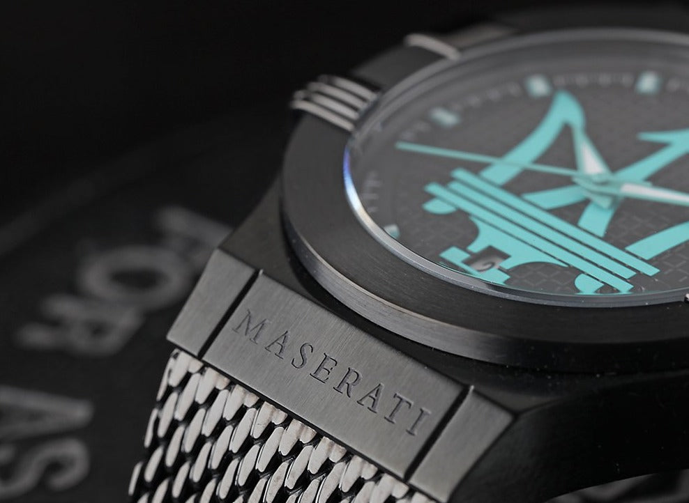 Maserati Potenza Aqua Edition Black Dial Black Mesh Bracelet Watch For Men - R8853144002