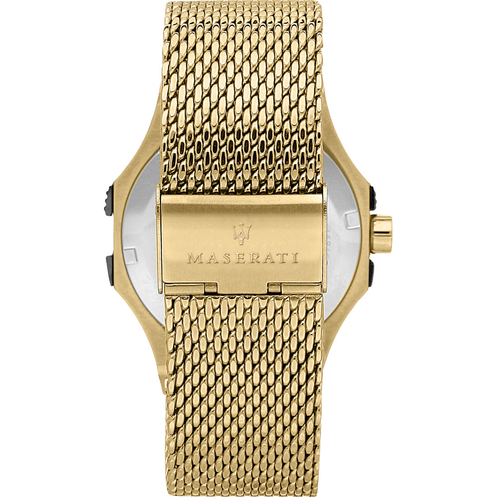 Maserati Potenza Quartz Black Dial Gold Mesh Bracelet Watch For Men - R8853108006