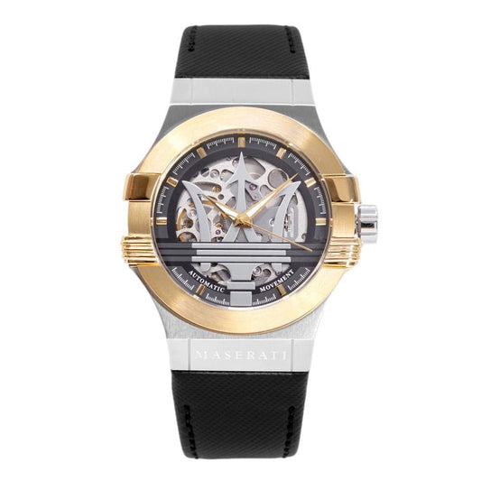 Maserati Potenza Automatic Skeleton Dial Black Strap Watch For Men - R8821108011