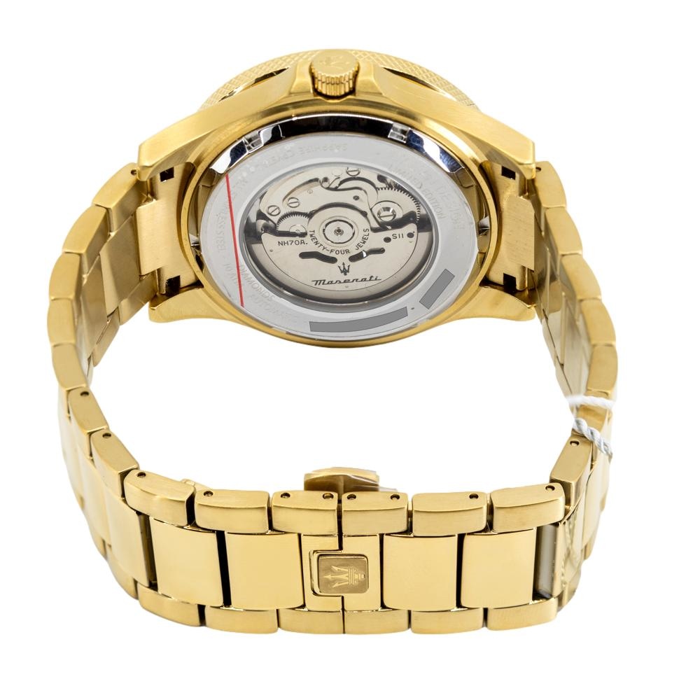 Maserati SFIDA Black Dial Yellow Gold Toned Watch For Men - R8823140003