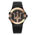 Maserati Potenza Quartz Black Dial Black Leather Strap Watch For Men - R8851108032