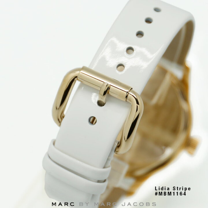 Marc Jacobs Lidia Stripe White Dial White Leather Strap Watch for Women - MBM1164
